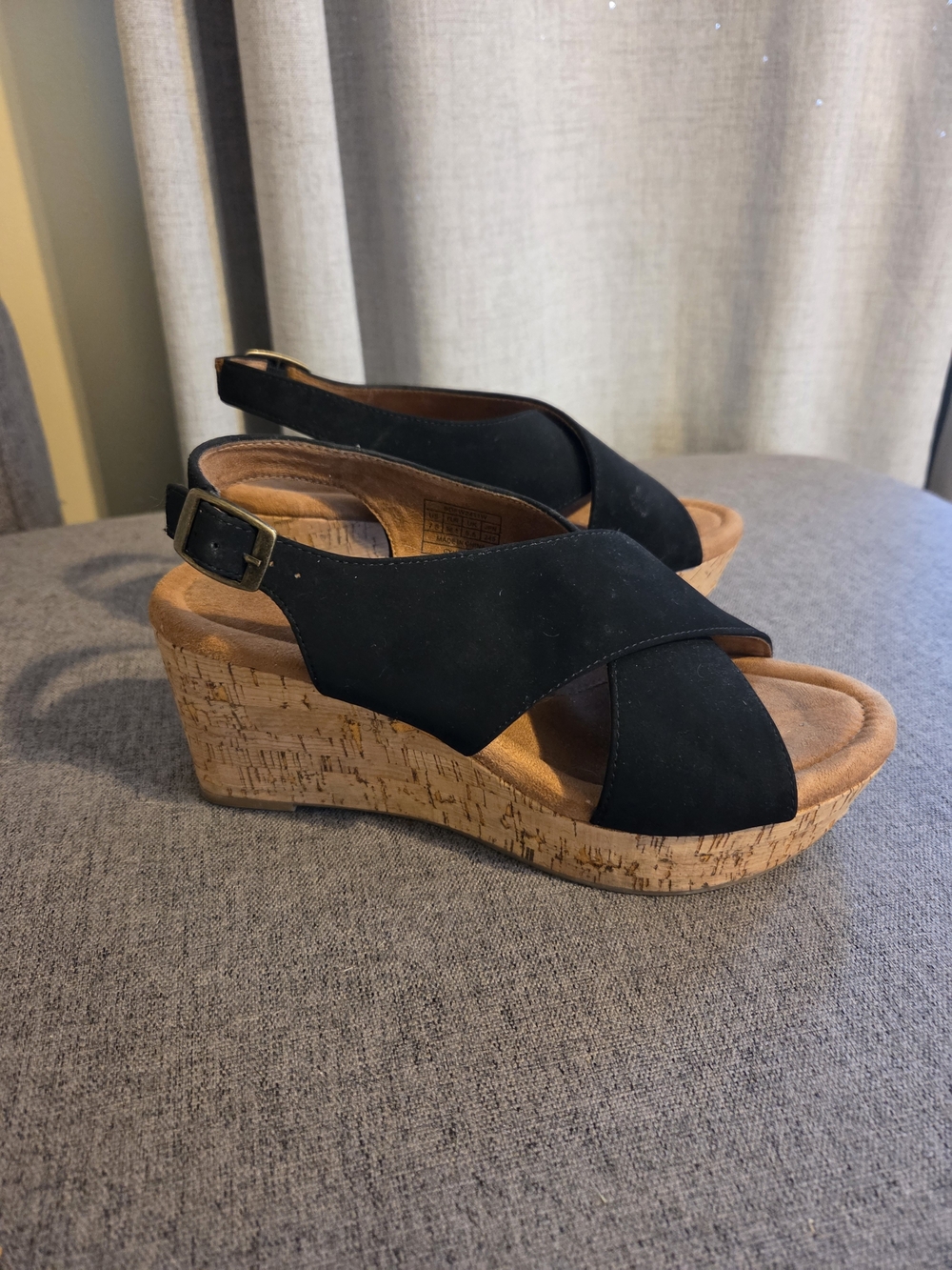 Dream Pairs Black Cork Wedge Slingback Sandals